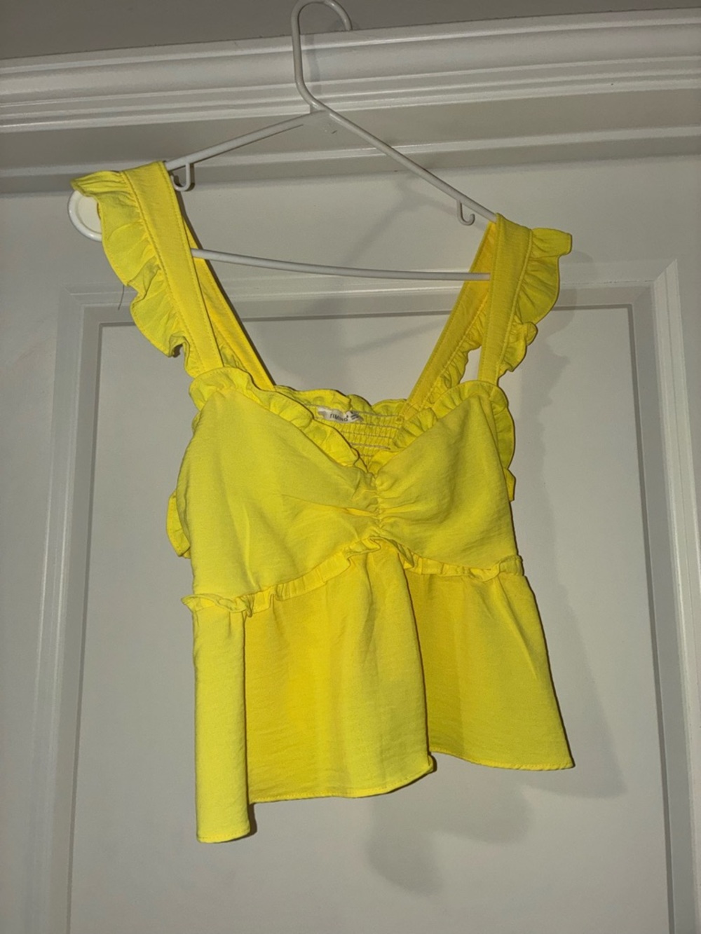 Yellow Ruffle Peplum Tank Top